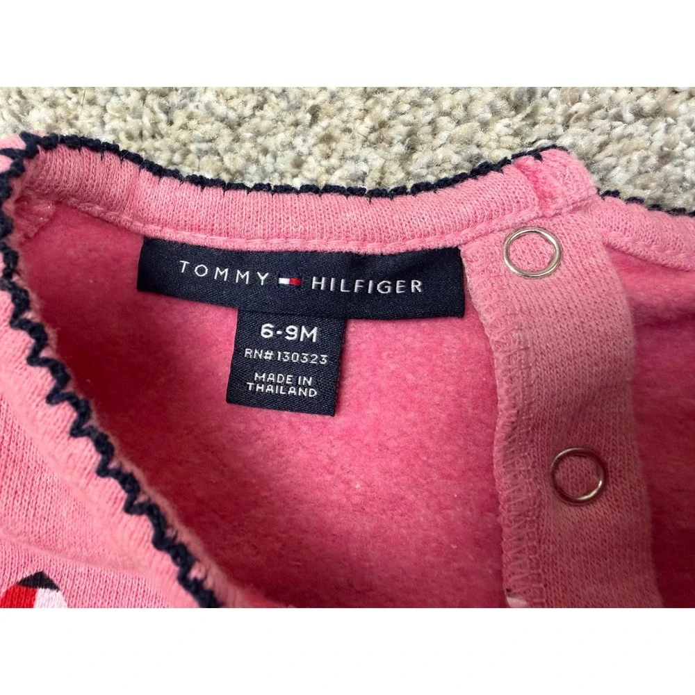 Tommy Hilfiger Baby‎ Girls Pink Heart Print Ruffle Romper One Piece 6-9M